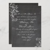 Chalkboard Bloemen Huwelijksuitnodiging Kaart (Voorkant / Achterkant)