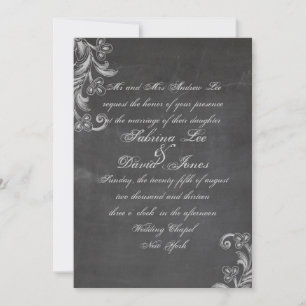 Chalkboard Bloemen Huwelijksuitnodiging Kaart
