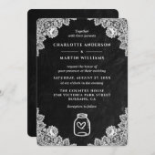 Chalkboard Bloemen Lace Mason Jar Wedding Kaart (Voorkant / Achterkant)