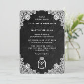 Chalkboard Bloemen Lace Mason Jar Wedding Kaart (Staand voorkant)