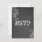 Chalkboard Bloemen RSVP Huwelijksuitnodiging (Voorkant)
