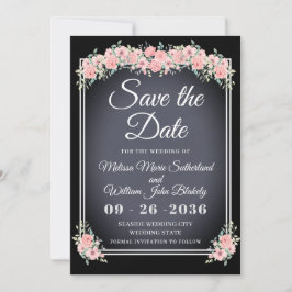 Chalkboard Bloemen Zwarte Huwelijk Save The Date