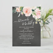 Chalkboard bloemenbrunch en bubbelig Vrijgezellenf Kaart (Staand voorkant)