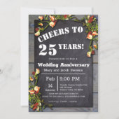 Chalkboard Bloemenrand 25e verjaardag Kaart (Voorkant)
