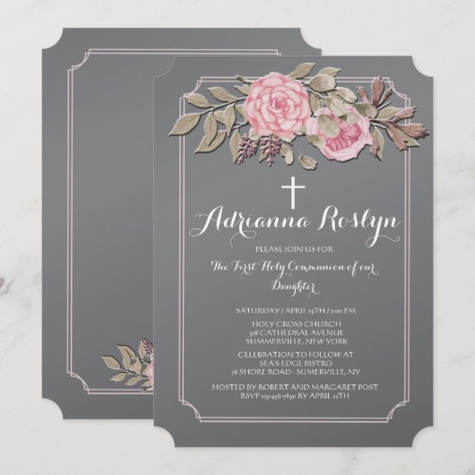 Chalkboard Bloemenuitnodiging Kaart (Voorkant / Achterkant)