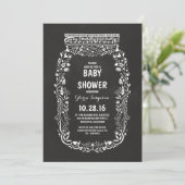 Chalkboard Bloemmetselaar Jar Rustiek baby shower Kaart (Staand voorkant)