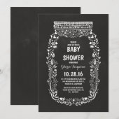 Chalkboard Bloemmetselaar Jar Rustiek baby shower Kaart (Voorkant / Achterkant)