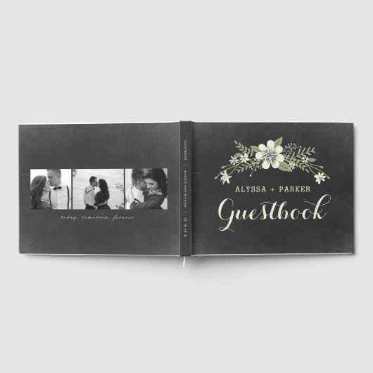 Chalkboard Bloom Wedding Guest Book Gastenboek (Volledig)