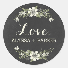 Chalkboard Blooms Favor Sticker