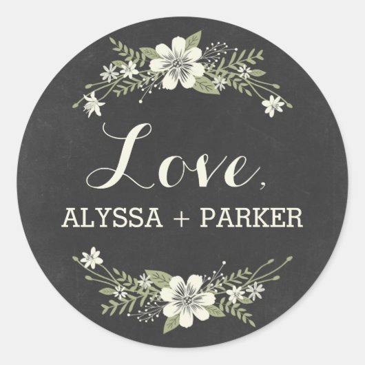 Chalkboard Blooms Favor Sticker (Voorkant)