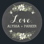 Chalkboard Blooms Favor Sticker<br><div class="desc">Ideaal als label- of cadeaustickers of als envelopzegels! Overeenkomende uitnodiging en andere onderdelen beschikbaar op berryberrysweet.com</div>