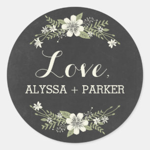 Chalkboard Blooms Favor Sticker