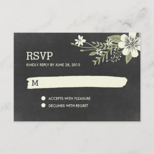 Chalkboard Blooms RSVP / Wedding Response Kaarten