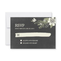 Chalkboard Blooms RSVP / Wedding Response Kaarten