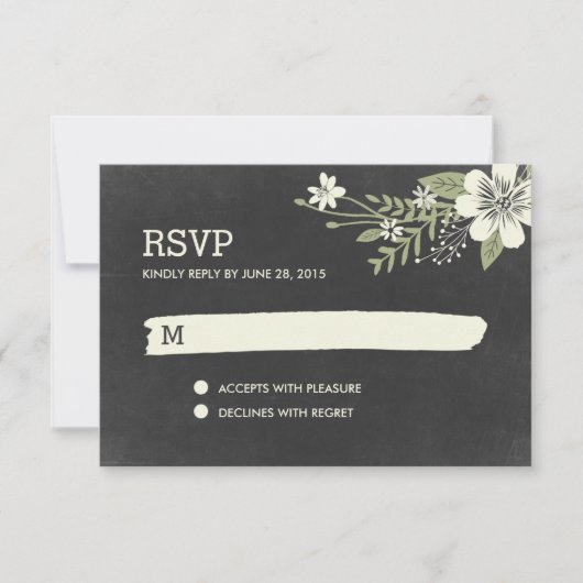 Chalkboard Blooms RSVP / Wedding Response Kaarten (Voorkant)
