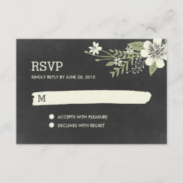 Chalkboard Blooms RSVP / Wedding Response Kaarten Kaartje