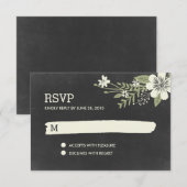 Chalkboard Blooms RSVP / Wedding Response Kaarten Kaartje (Voorkant / Achterkant)