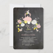 Chalkboard blooms & vogelzool en zie Baby shower Kaart (Voorkant)