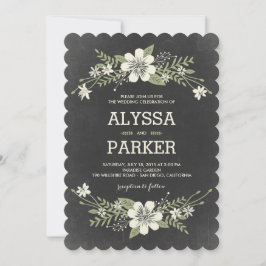 Chalkboard Blooms Wedding Invitations Kaart