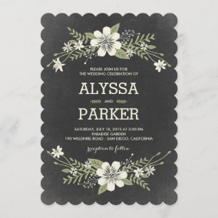 Chalkboard Blooms Wedding Invitations Kaart