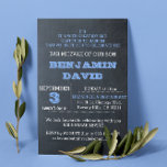 Chalkboard Blue B"H Bar Mitzvah uitnodiging<br><div class="desc">Deze casual chique uitnodigingen zijn perfect voor elke Bar Mitzvah viering. Elke regel tekst is volledig aanpasbaar om precies te zeggen wat je wilt!</div>