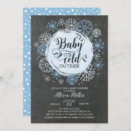 Chalkboard Blue Baby Het is koud buiten Uitnodigin Kaart