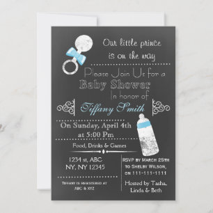 Chalkboard blue Baby shower Invitation Kaart