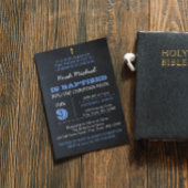 Chalkboard Blue Baptism Invitation Kaart