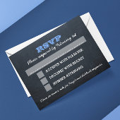 Chalkboard Blue Bar Mitzvah Big RSVP met opties