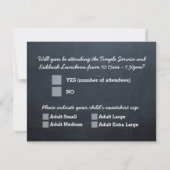 Chalkboard Blue Bar Mitzvah Big RSVP met opties (Achterkant)