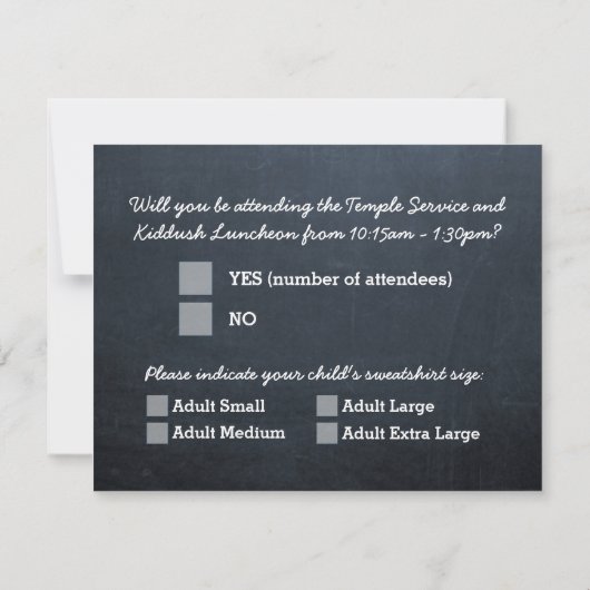 Chalkboard Blue Bar Mitzvah Big RSVP met opties (Achterkant)
