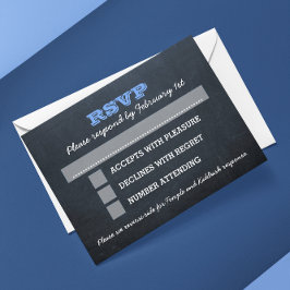 Chalkboard Blue Bar Mitzvah Big RSVP met opties Kaartje