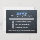 Chalkboard Blue Bar Mitzvah Big RSVP met opties Kaartje (Voorkant)