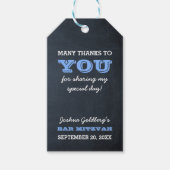 Chalkboard Blue Bar Mitzvah Dank u Cadeaulabel (Voorkant)