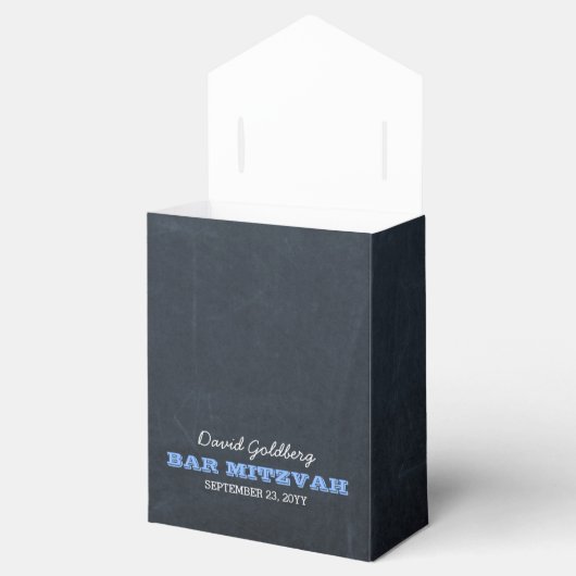 Chalkboard Blue Bar Mitzvah Favor Box Bedankdoosjes (Geopend)