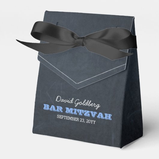 Chalkboard Blue Bar Mitzvah Favor Box Bedankdoosjes (Voorkant Zijde)