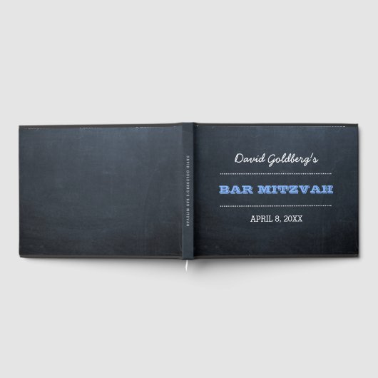 Chalkboard Blue Bar Mitzvah Gastenboek (Volledig)