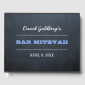 Chalkboard Blue Bar Mitzvah Gastenboek (Voorkant)