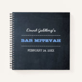 Chalkboard Blue Bar Mitzvah Gastenboek Notitieboek (Voorkant)