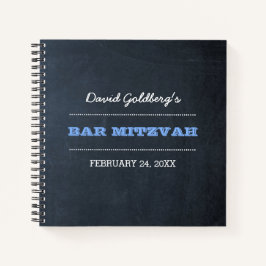 Chalkboard Blue Bar Mitzvah Gastenboek Notitieboek