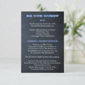 Chalkboard Blue Bar Mitzvah Gasteninformatie Aankondiging (Staand voorkant)