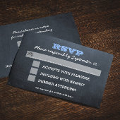 Chalkboard Blue Bar Mitzvah RSVP-kaart met Entree RSVP Kaartje