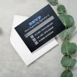 Chalkboard Blue Bar Mitzvah RSVP-kaart RSVP Kaartje<br><div class="desc">Deze rustieke RSVP-kaarten zijn perfect voor elke Bar Mitzvah-viering. Elke regel tekst is volledig aanpasbaar om precies te zeggen wat je wilt! Overeenkomende producten beschikbaar in het Bar Mitzvah Celebration Collectie.</div>