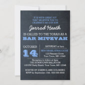 Chalkboard Blue Bar Mitzvah Uitnodiging Geen Logo (Voorkant)