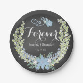 Chalkboard Blue Bells Forever Trouwpapier Borden Papieren Bordje (Voorkant)
