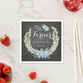 Chalkboard Blue Bells Forever Wedding Paper Napkin Servet (Insitu)