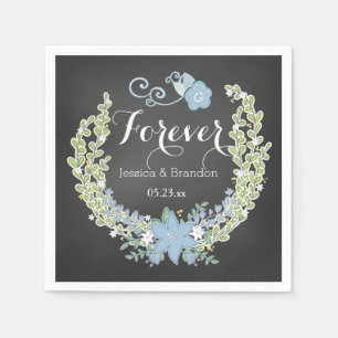 Chalkboard Blue Bells Forever Wedding Paper Napkin Servet