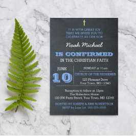 Chalkboard Blue Bevestigingsuitnodiging Kaart