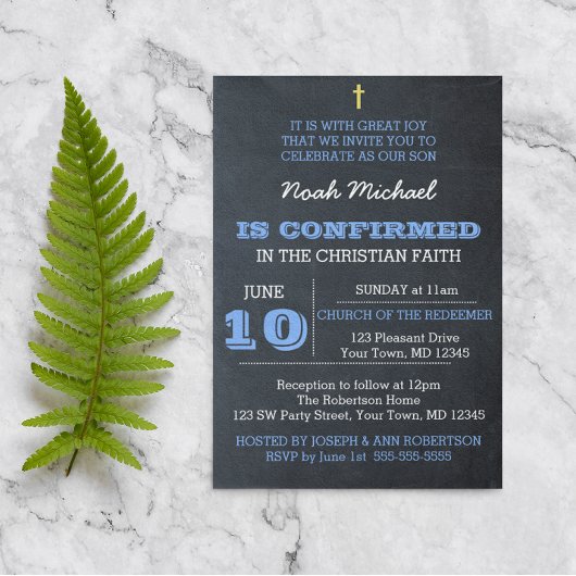 Chalkboard Blue Bevestigingsuitnodiging Kaart