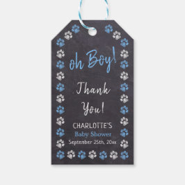 Chalkboard Blue Boy Paw Print Baby shower Cadeaulabel